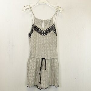 AMERICAN EAGLE OUTFITTERS Womens White Black Romper XS Trival Sleeveless Stretch